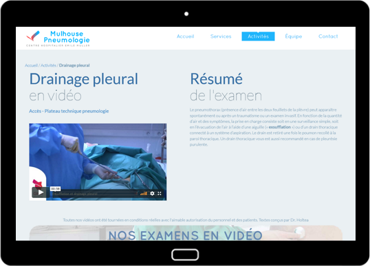 Aperçu de la page d'accueil du site Mulhouse Pneumologie
